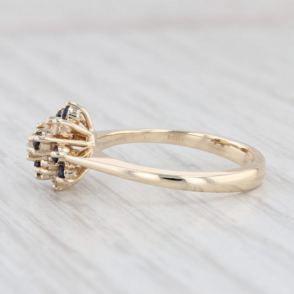 Light Gray 0.44ctw Blue Sapphire Diamond Cluster Ring 14k Yellow Gold Size 6.75