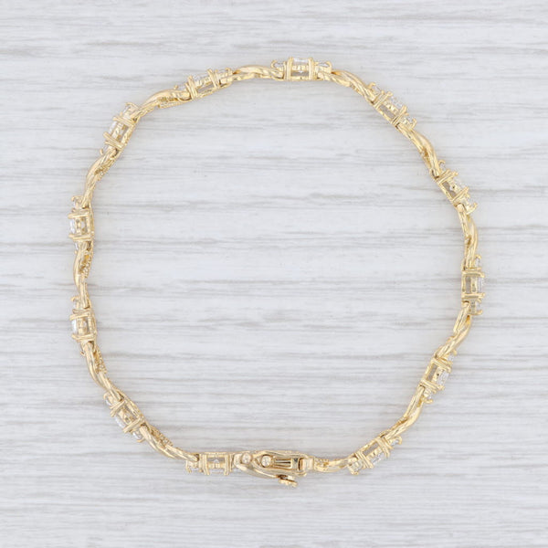 New CZ Tennis Bracelet Sterling Silver Gold Plated Cubic Zirconias 7.25" 4.6mm