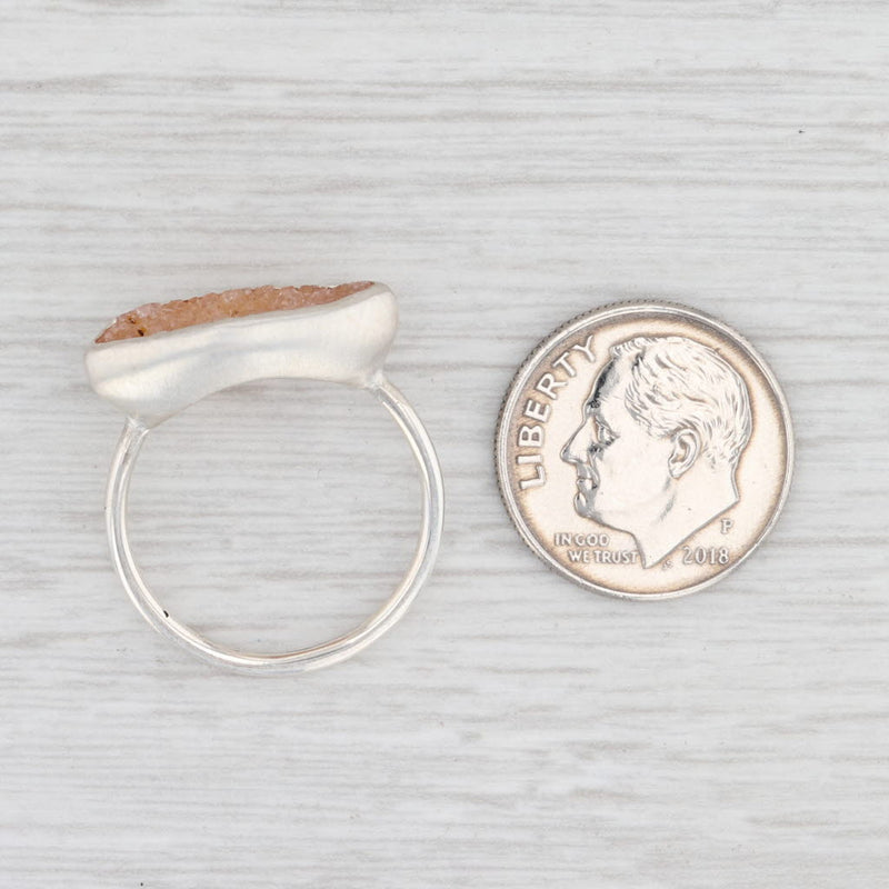 New Nina Nguyen Ring Tan Sand Druzy Quartz Sterling Silver Size 7 Statement