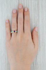 Gray New Kabana Ring Opal Inlay Diamond Amethyst Bypass 14k Yellow Gold Size 7