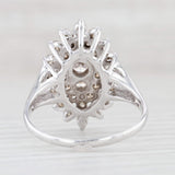 Light Gray 1.45ctw Diamond Cluster Ring 14k White Gold Size 11 Tiered Halo