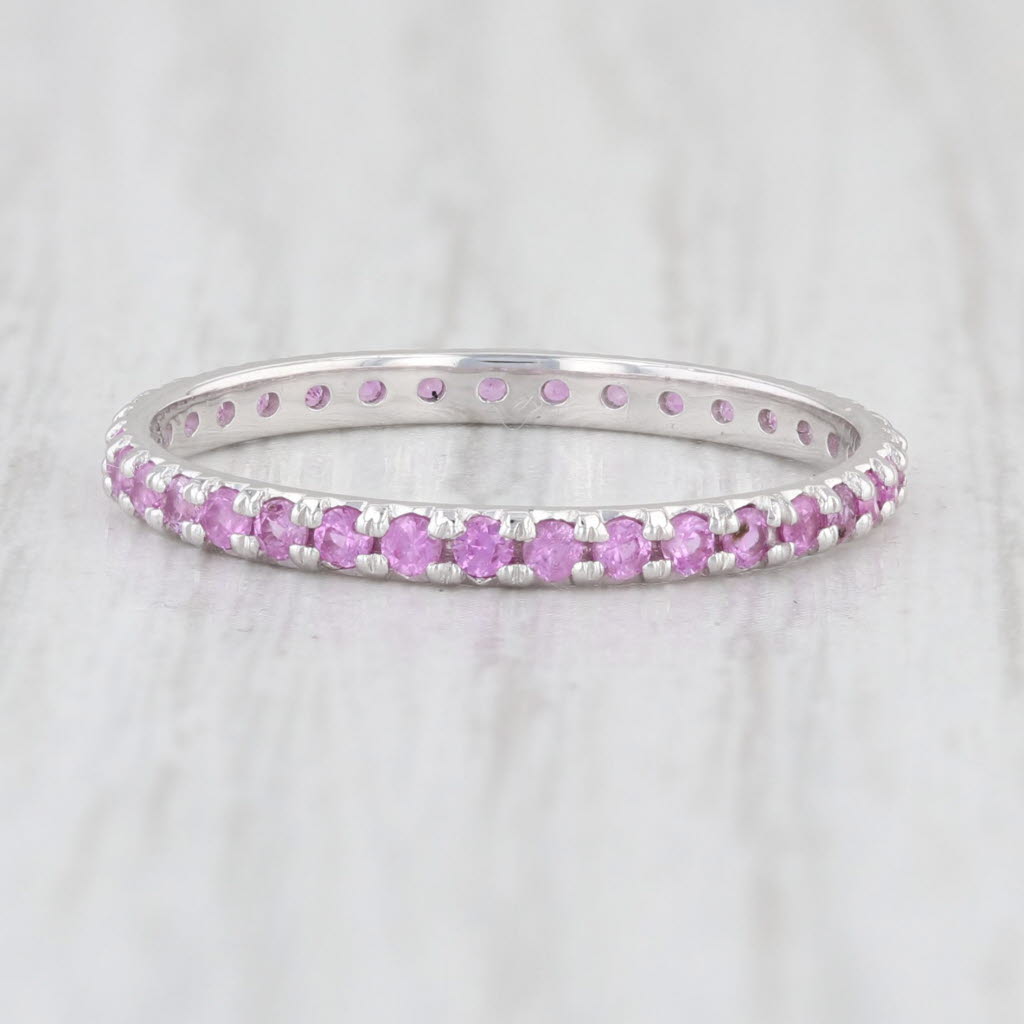 Light Gray New 0.58ctw Pink Sapphire Eternity Ring 14k White Gold Size 6.25 Stackable Band