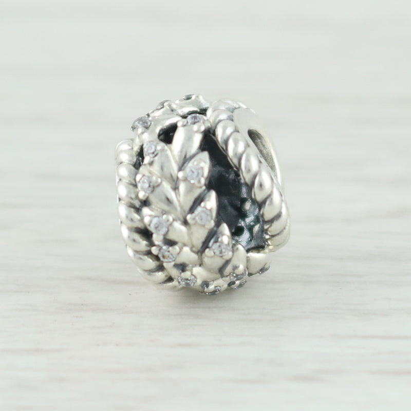 Light Gray New Authentic Pandora Acacia Leaves Charm Sterling Silver Openwork