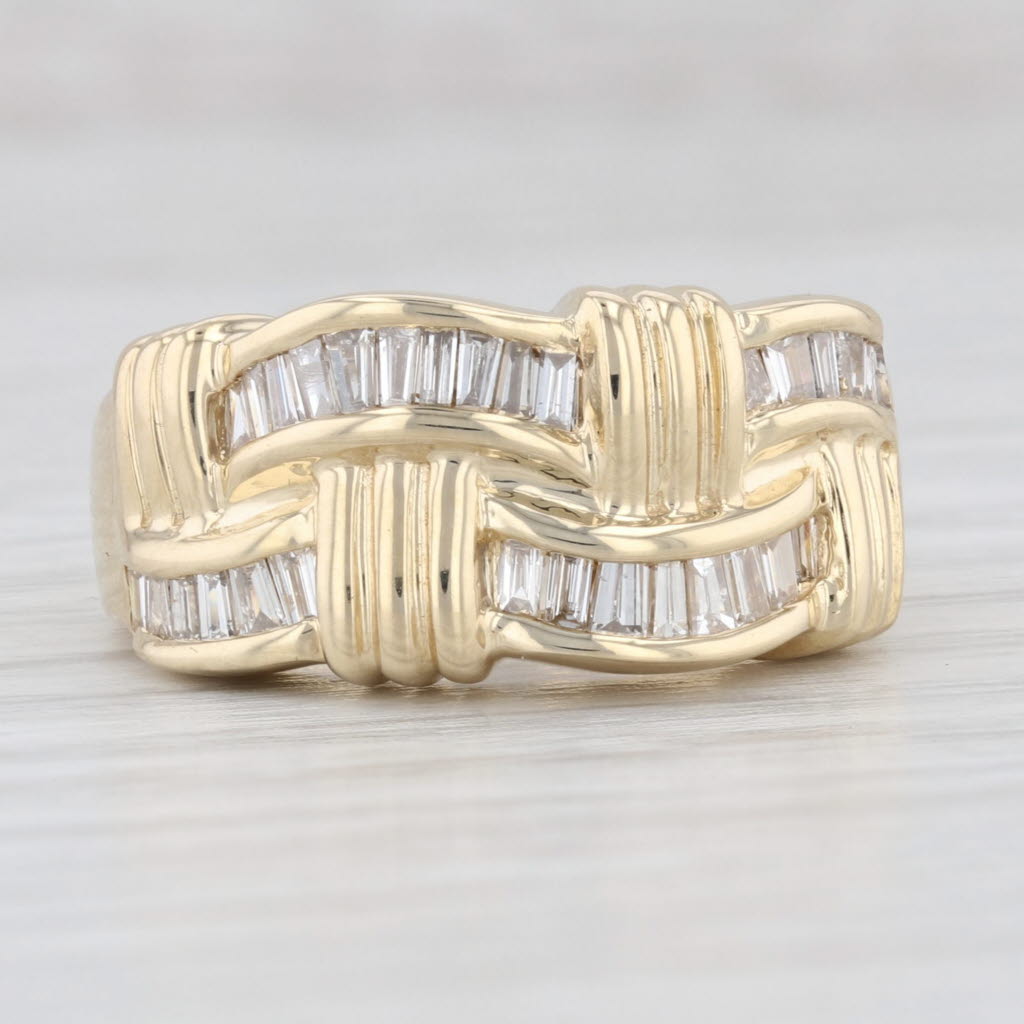 Light Gray 0.52ctw Diamond Basket Weave Ring 14k Yellow Gold Size 7