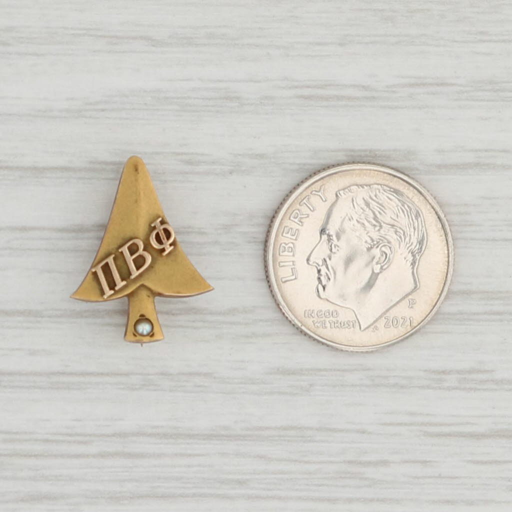 Light Gray Pi Beta Phi Mothers Pin 10k Yellow Gold Diamond Sorosis Sorority Arrowhead