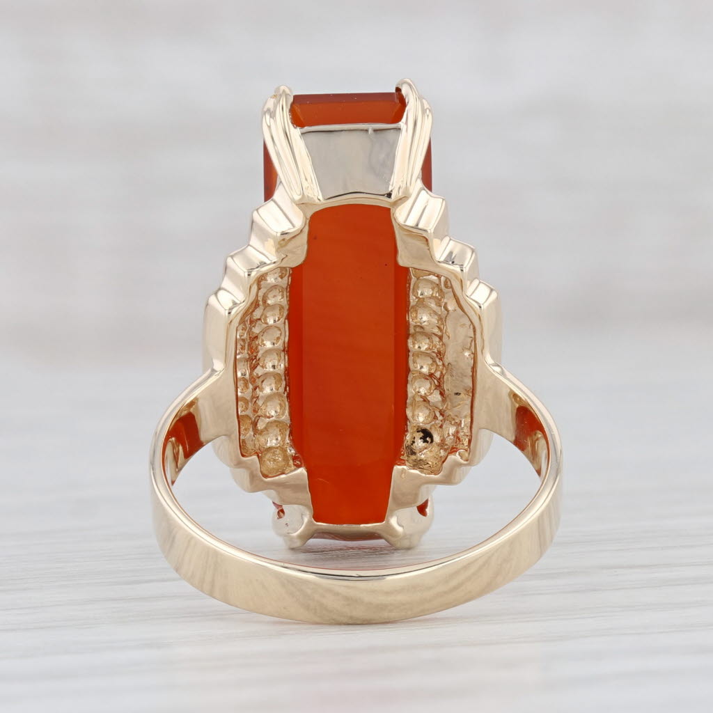 Light Gray Orange Sard Chalcedony Ring 14k Yellow Gold Size 7.5