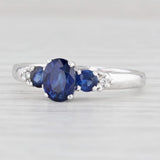 Light Gray 1.28ctw Brilliant Blue Oval Sapphire Ring 14k White Gold Size 5.5