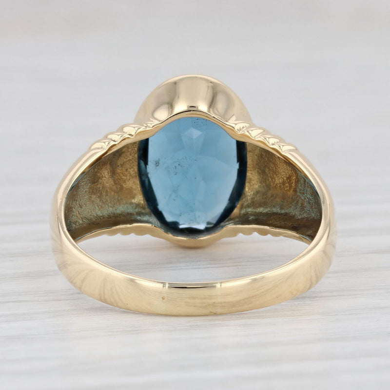 Light Gray 4.80ct London Blue Topaz Oval Solitaire Ring 18k Yellow Gold Size 9.5