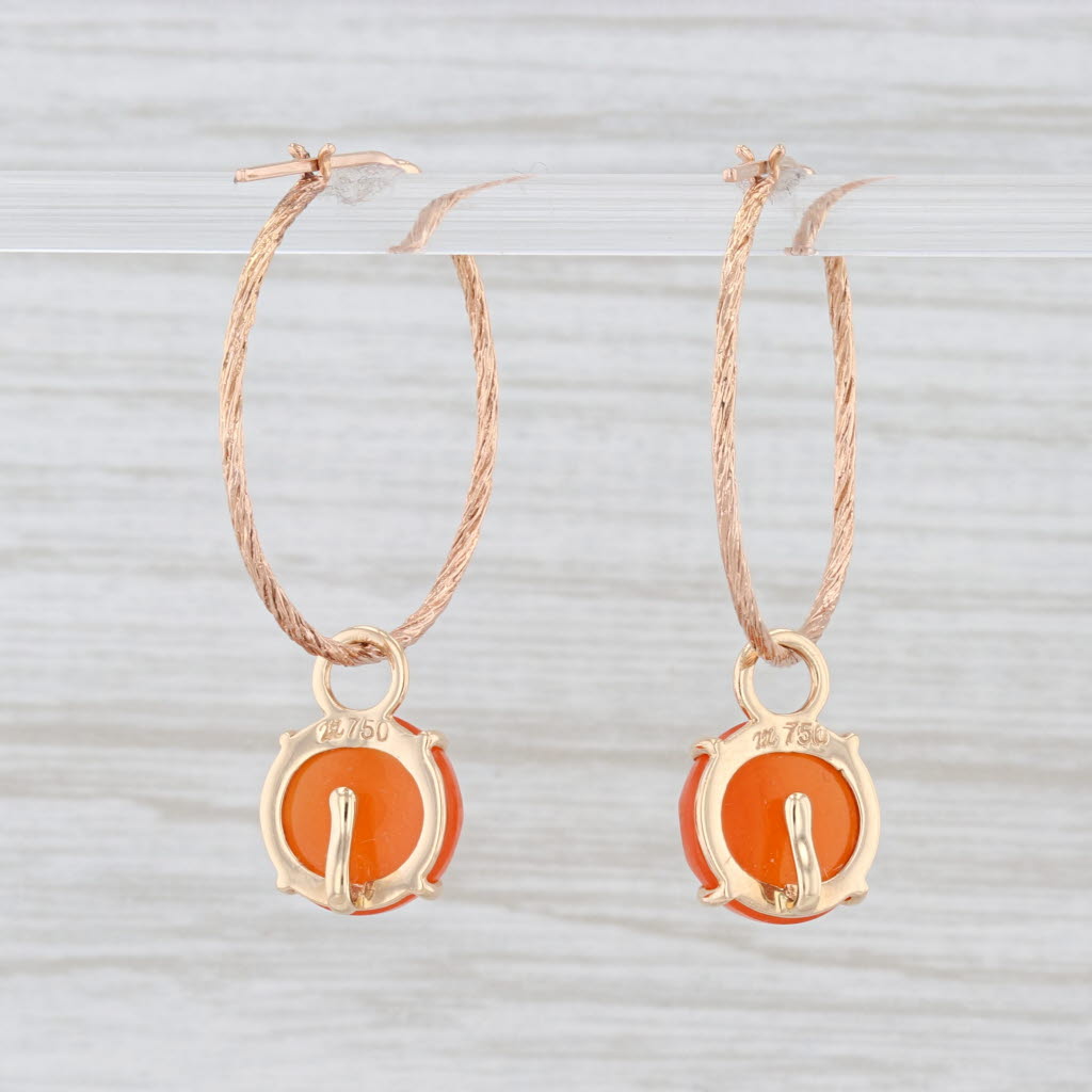 Light Gray New Nina Nguyen Hoop Earrings 18k Yellow Gold Carnelian Charms Round Hoops