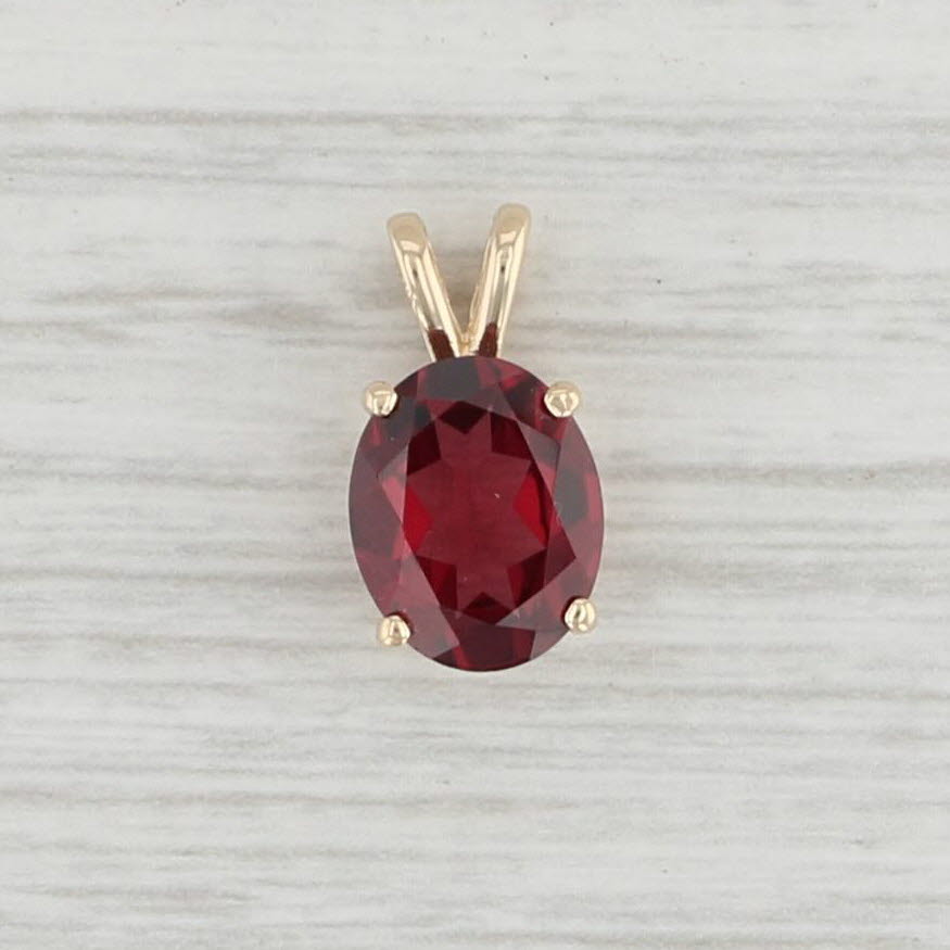 Light Gray New 2.50ct Rhodolite Garnet Pendant 14k Gold Oval Solitaire January Birthstone