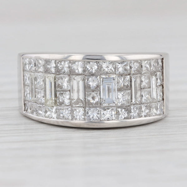 Light Gray 2.90ctw Diamond High Dome Ring 18k White Gold Size 7 Cocktail Band