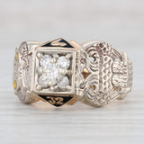 Light Gray 0.41ctw Diamond Masonic Scottish Rite Shriners Ring 14k Gold Yod Eagle Size 8.5