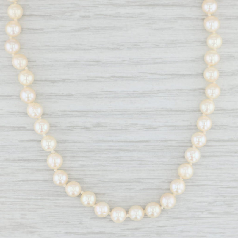 Light Gray Saltwater Cultured Pearl Bead Strand Necklace 14k White Gold Clasp 18.75"