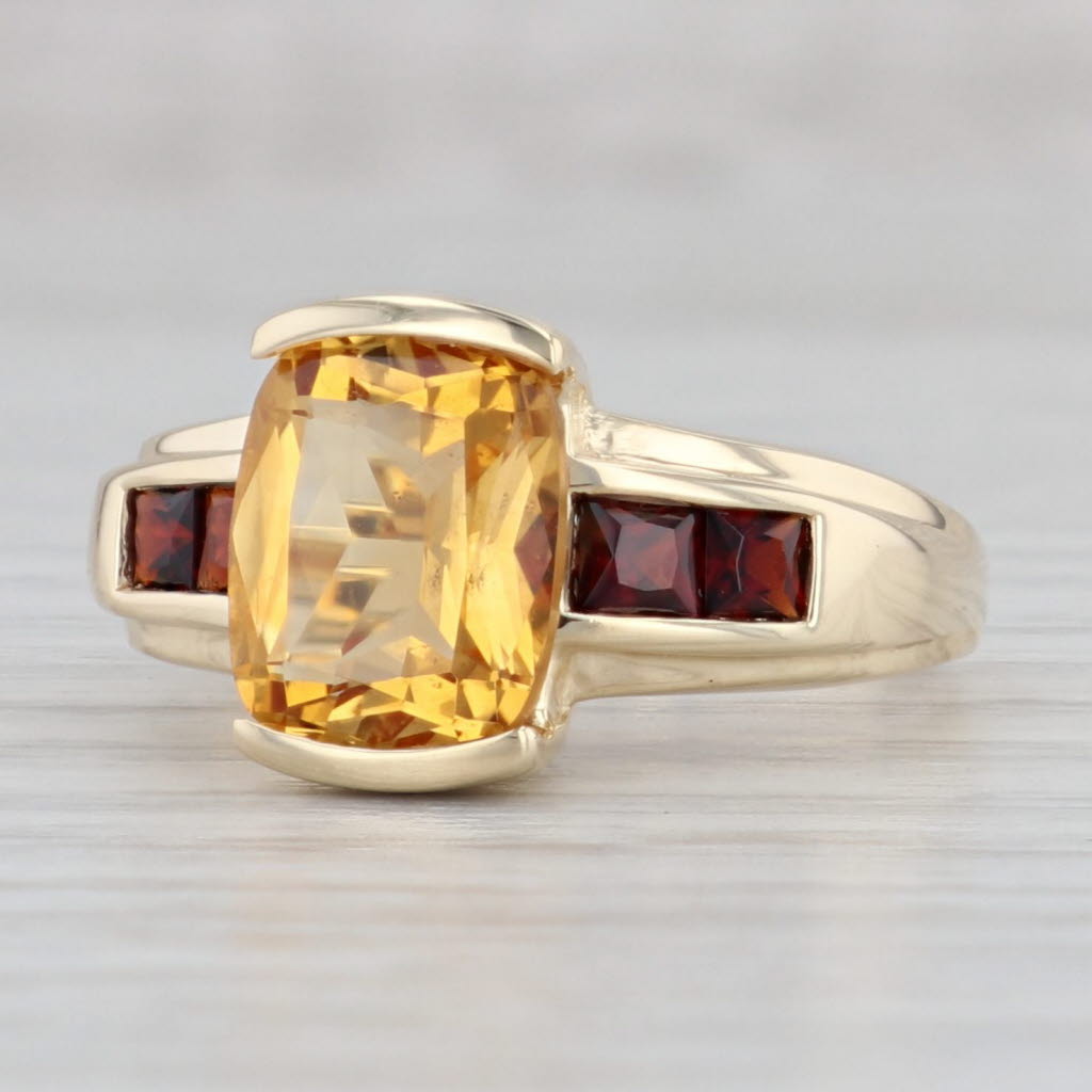 Gray 3.79ctw Orange Citrine Red Garnet Ring 10k Yellow Gold Size 7.25