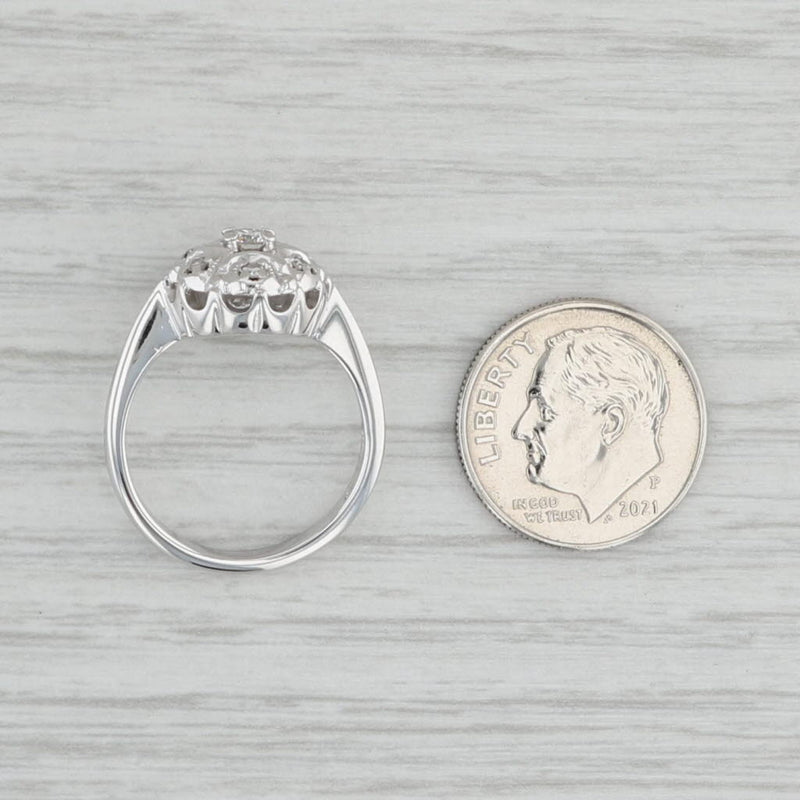 Vintage 0.20ctw Diamond Cluster Ring 14k White Gold Size 6.25 Engagement