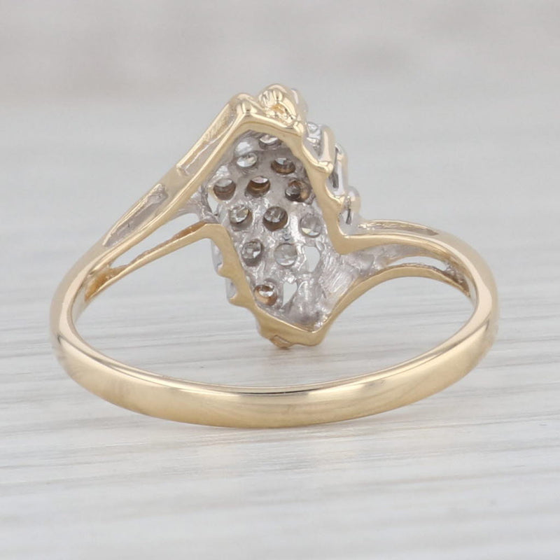 Light Gray 0.23ctw Diamond Cluster Bypass Ring 14k Yellow Gold Size 6.5 Engagement