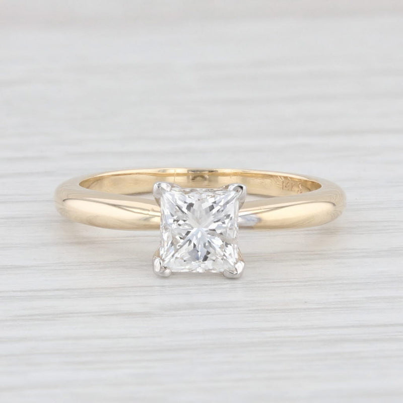 Light Gray 1ct Princess Solitaire Engagement Ring 14k Yellow Gold Size 6.5