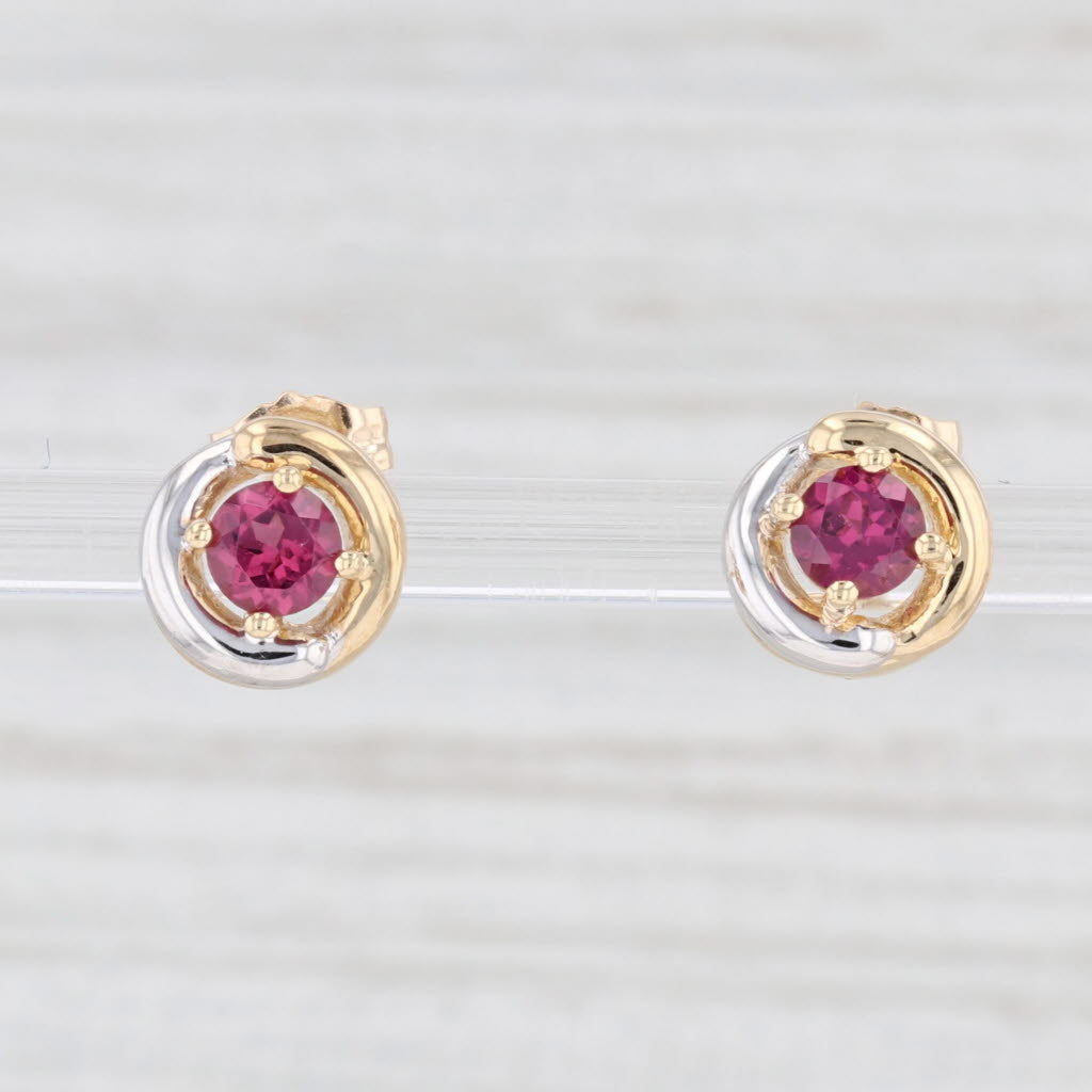 Light Gray New 0.80ctw Round Garnet Knot Stud Earrings 14k Gold January Birthstone