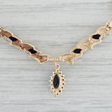 Gray 0.64ctw Lab Created Sapphire Diamond V Necklace 10k Yellow Gold 15.25"