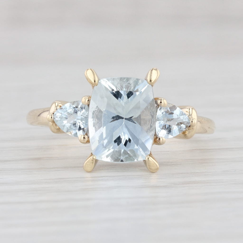 Light Gray 2.11ctw Aquamarine Ring 10k Yellow Gold Size 8 March Birthstone