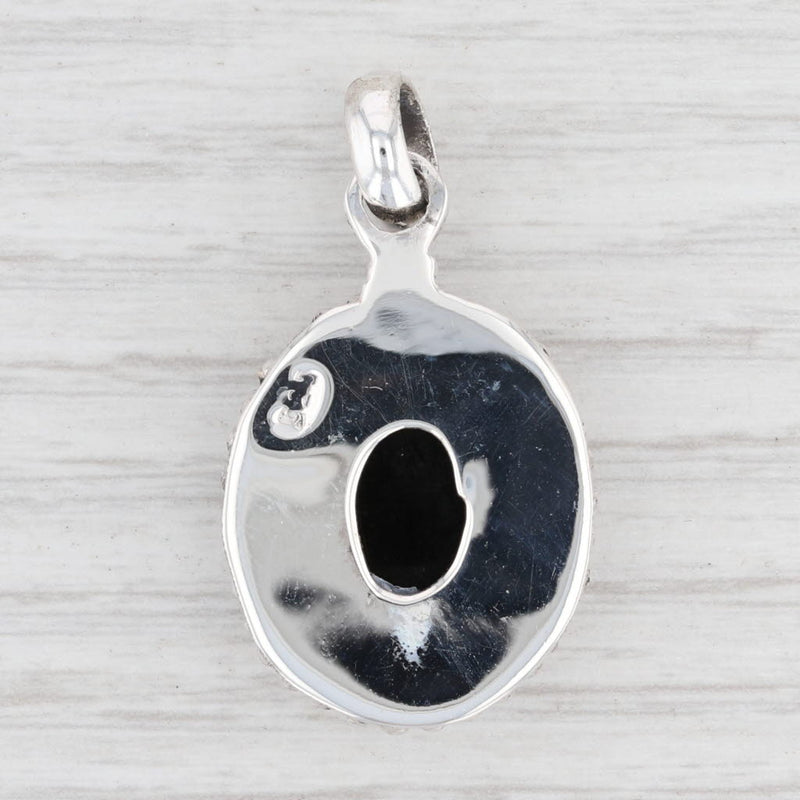 Light Gray New Onyx Pendant 925 Sterling Silver Oval Solitaire B12620