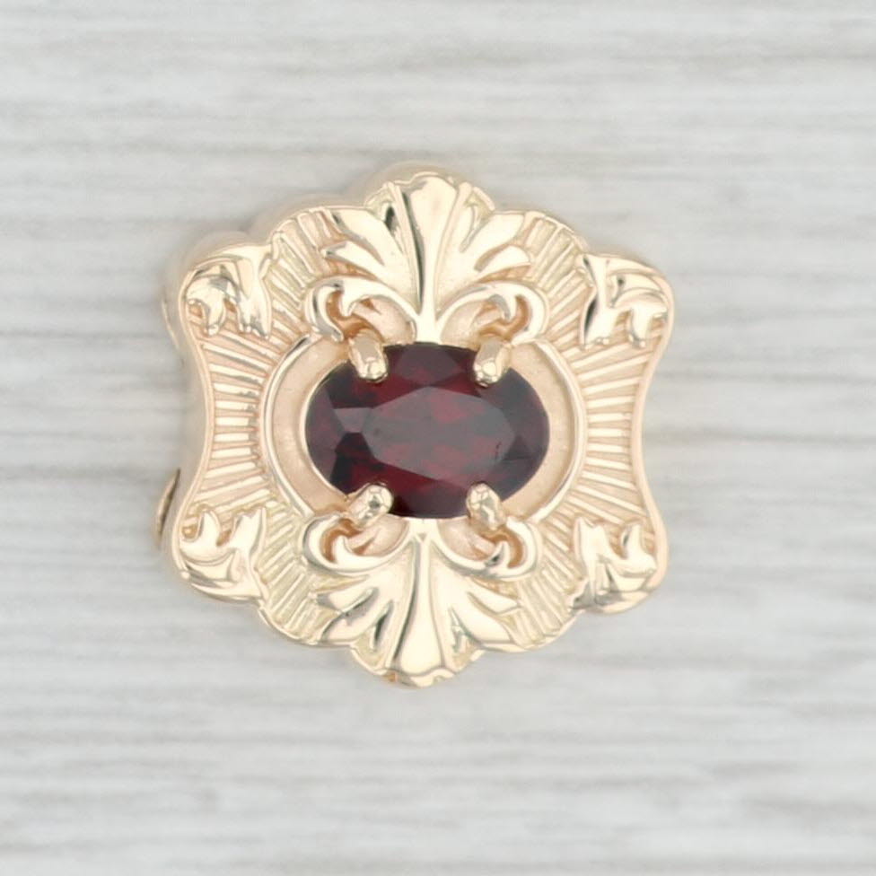 Light Gray 0.88ct Garnet Slide Charm 14k Yellow Gold Daffer Vintage January Birthstone