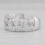 Diamond Hearts Ring 10k White Gold Size 6.25 Women's Band