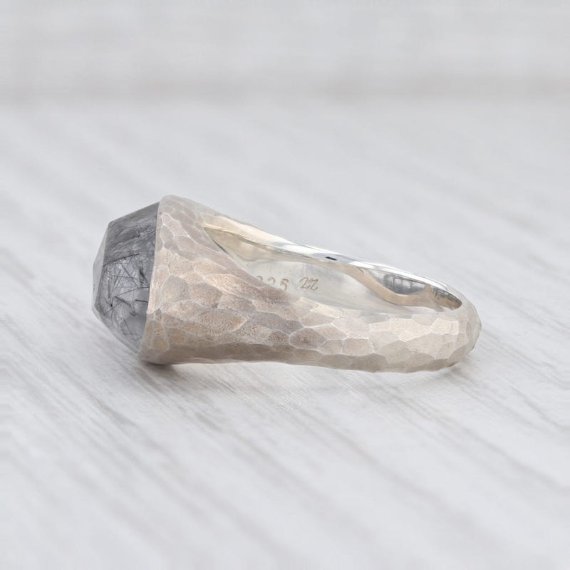 Light Gray New Nina Nguyen Tourmalated Quartz Ring Mekong Sterling Silver Hammered