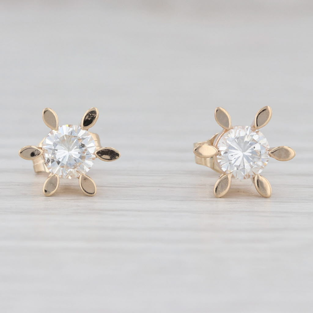 Light Gray 0.74ctw Round Diamond Solitaire Stud Earrings 14k Yellow Gold