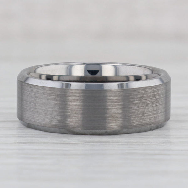 Gray New Men's Brushed Tungsten Ring Beveled Comfort Fit Wedding Band Size 10-10.25