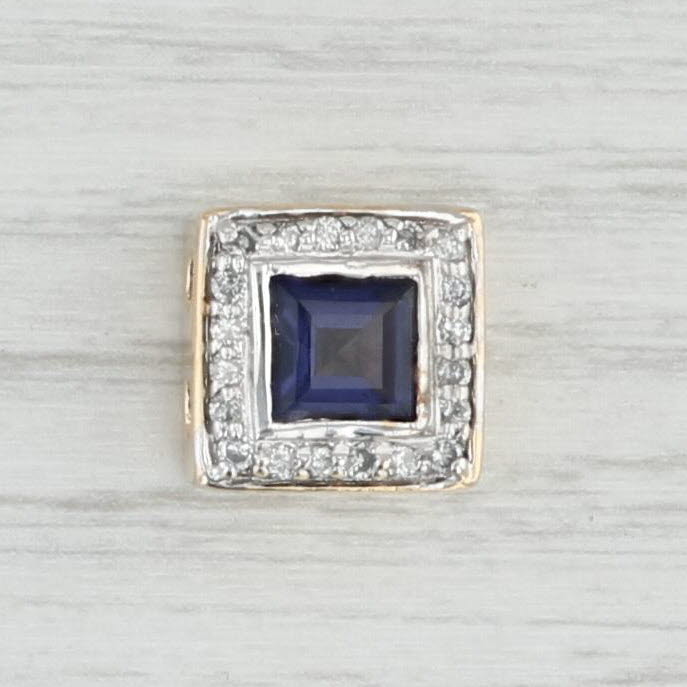 Light Gray 1.20ctw Iolite Diamond Halo Slide Charm 14k Yellow Gold Richard Klein Vintage