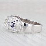 0.51ctw Diamond Masonic Signet Ring 10k Gold Sz 11.25 Blue Lodge Square Compass