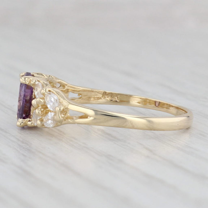 1.43ctw Purple White Cubic Zirconia Ring 14k Yellow Gold Size 10.25