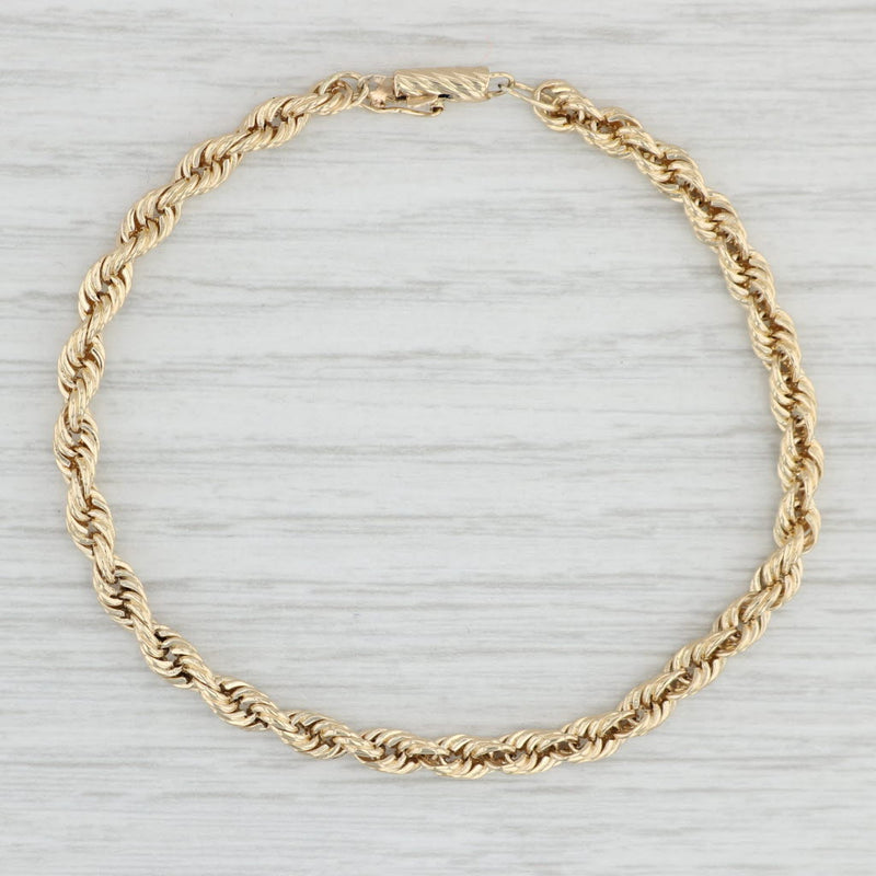 Light Gray Rope Chain Bracelet 14k Yellow Gold 7.25" 3.9mm