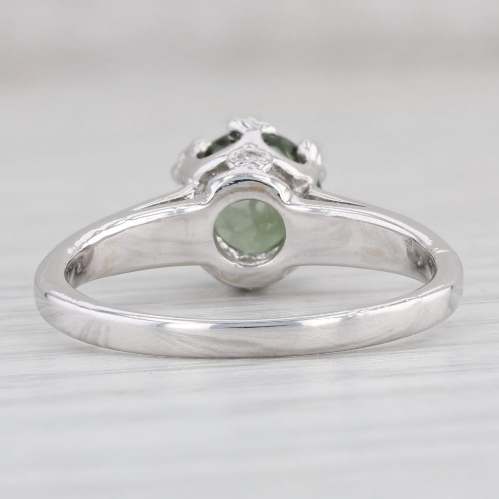 Light Gray 1.46ctw Round Green Tourmaline Solitaire Ring 14k White Gold Sz 7.25 Engagement