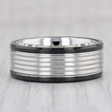 Light Gray New Men's Ridged Tungsten Triton Ring Wedding Band Size 10.25