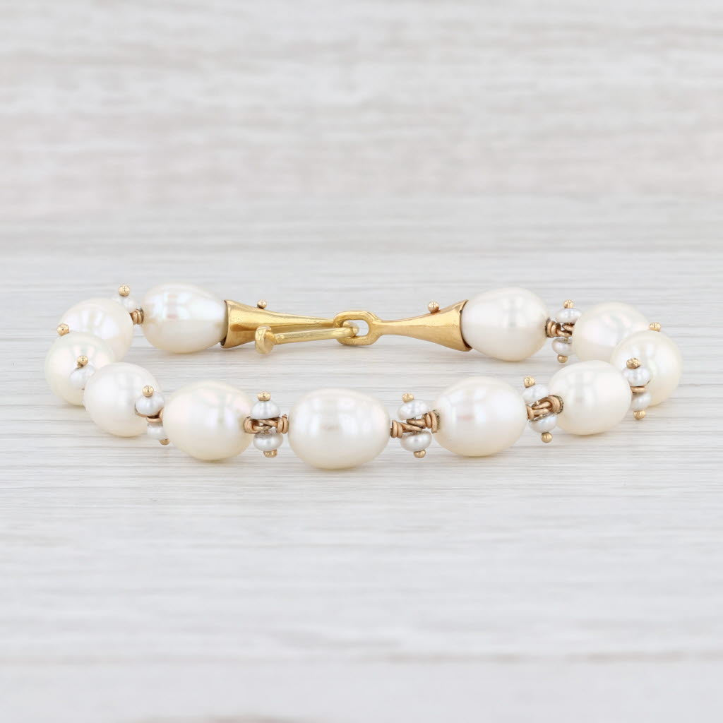 Light Gray Cultured Pearl Strand Bracelet 18k Yellow Gold 6.25" Hook Clasp Nordstrom