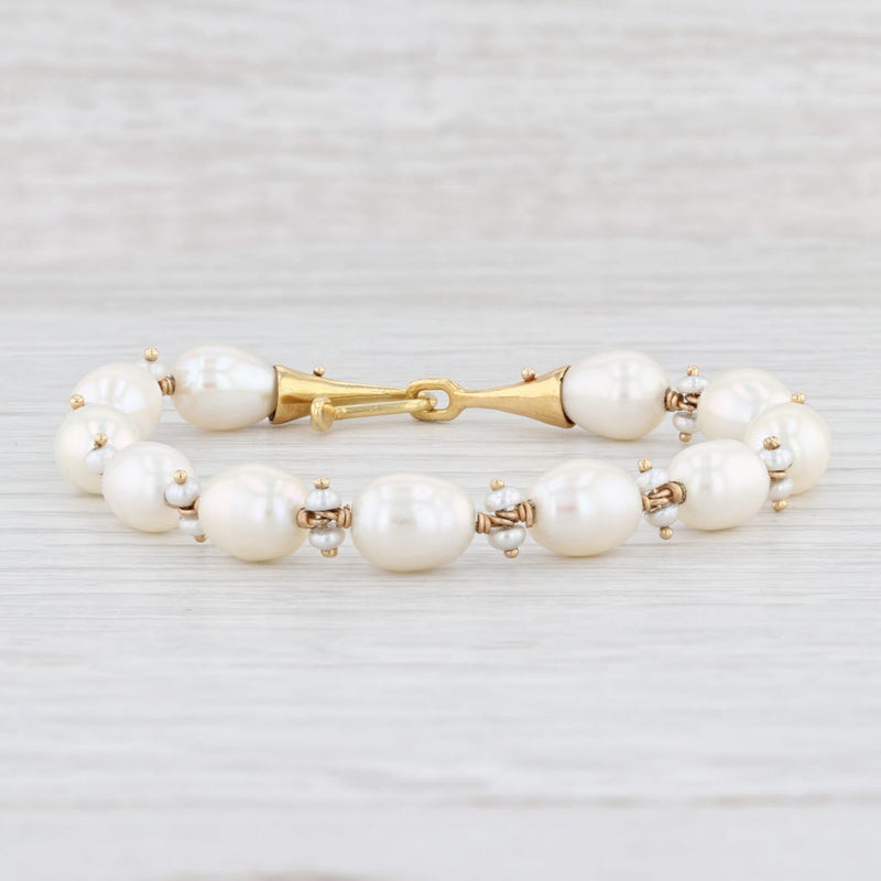 Cultured Pearl Strand Bracelet 18k Yellow Gold 6.25 Hook Clasp