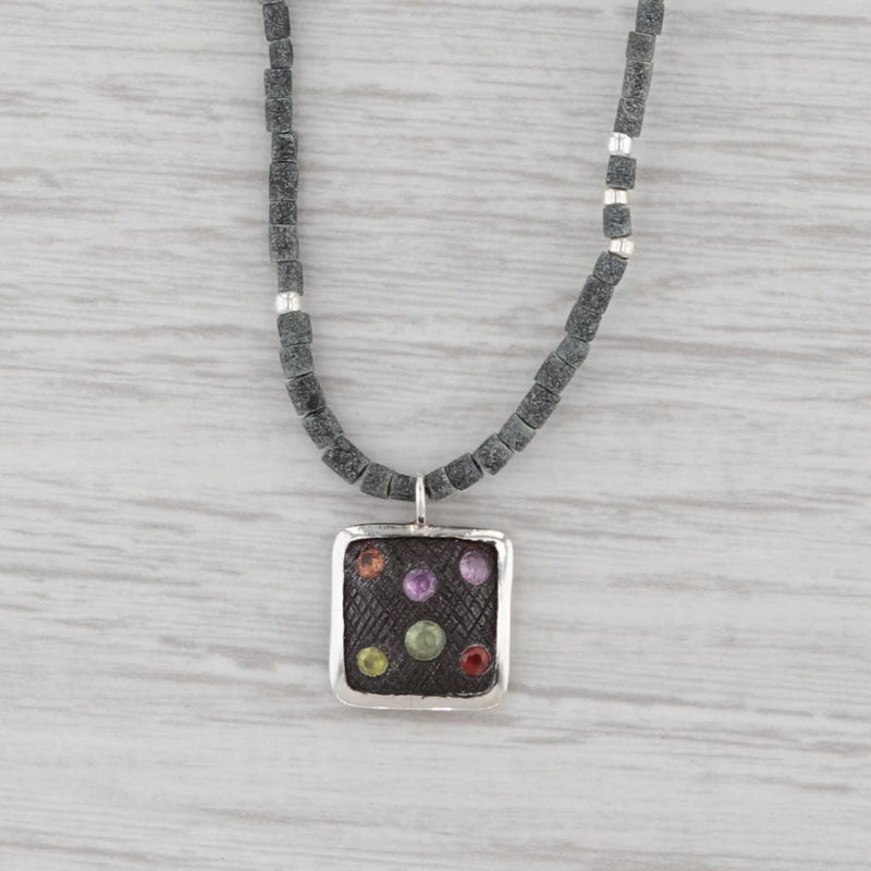 New Nina Nguyen Gemstone Pendant Soapstone Bead Necklace Sterling Silver
