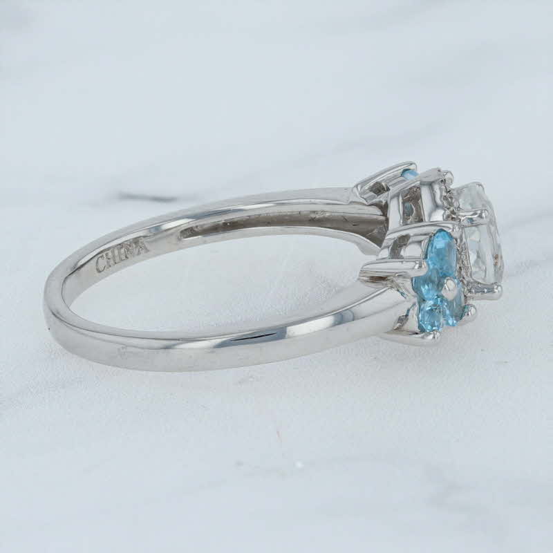 Light Gray New 0.82ctw White Blue Topaz Diamond Halo Flower Ring Sterling Silver Size 9