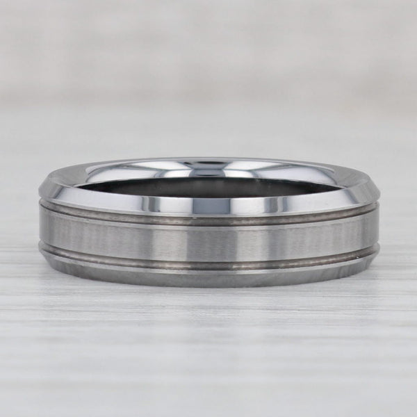 Gray New Men's Brushed Tungsten Ring Beveled Comfort Fit Wedding Band Size 9.5