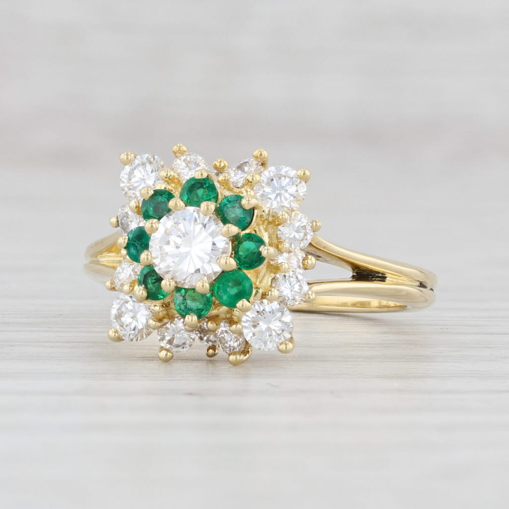 Light Gray Kurt Wayne 1.7ctw Diamond Emeralds 18k Yellow Gold Size 7 Cocktail Engagement