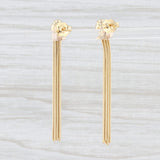Light Gray Dangle Fringe Earrings 18k Yellow Gold 750 Pierced Drops