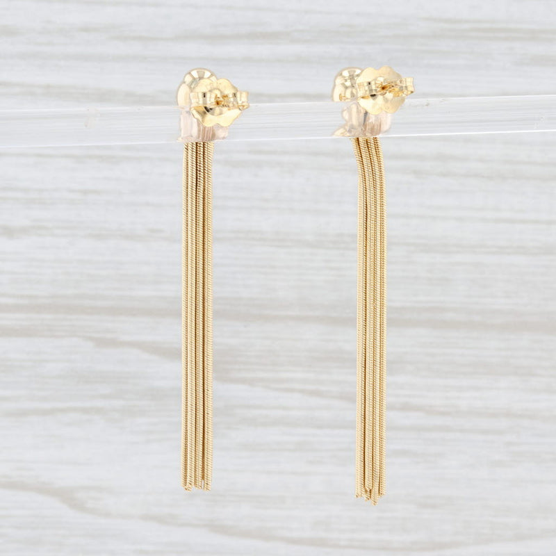 Light Gray Dangle Fringe Earrings 18k Yellow Gold 750 Pierced Drops
