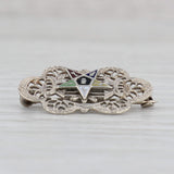 Gray Vintage Order Eastern Star Filigree Pin 14k White Gold Enamel Masonic Women's