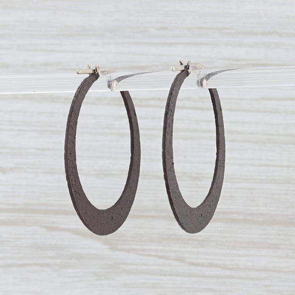 Light Gray New Nina Nguyen Hammered Hoop Earrings Oxidized Sterling Silver Snap Top