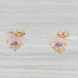 Light Gray 1.65ctw Amethyst Heart Stud Earrings 14k Yellow Gold Diamond Accents