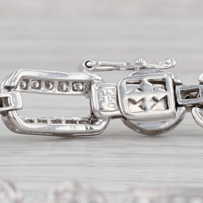 1.25ctw Diamond Circle Bar Link Bracelet 18k White Gold 7" 6.6mm