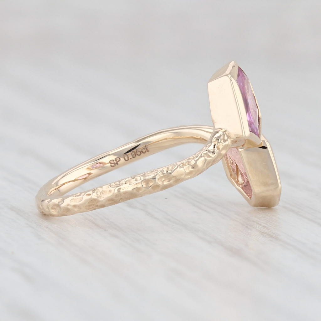 Light Gray New 0.95ctw Pink Sapphire Bypass Ring 14k Yellow Gold Size 6.5 Adjustable