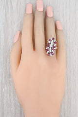 3.65ctw Ruby Diamond Cocktail Ring 18k White Gold Size 6 Gemstone Cluster